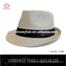 Men's Panama Straw Fedora Hat party hat with logo for promo trilby